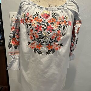 Free People Top with Floral Embroidery Size S